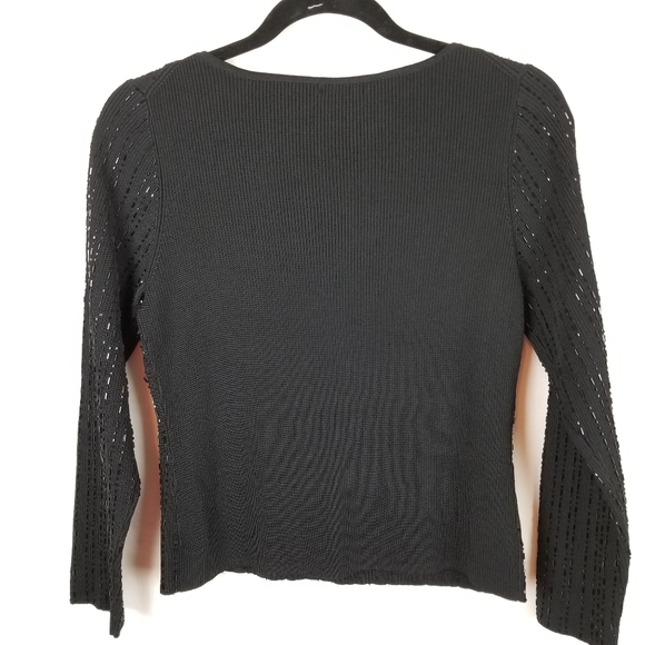 Vintage Petite black long sleeve beaded sweater PL - Picture 2 of 7